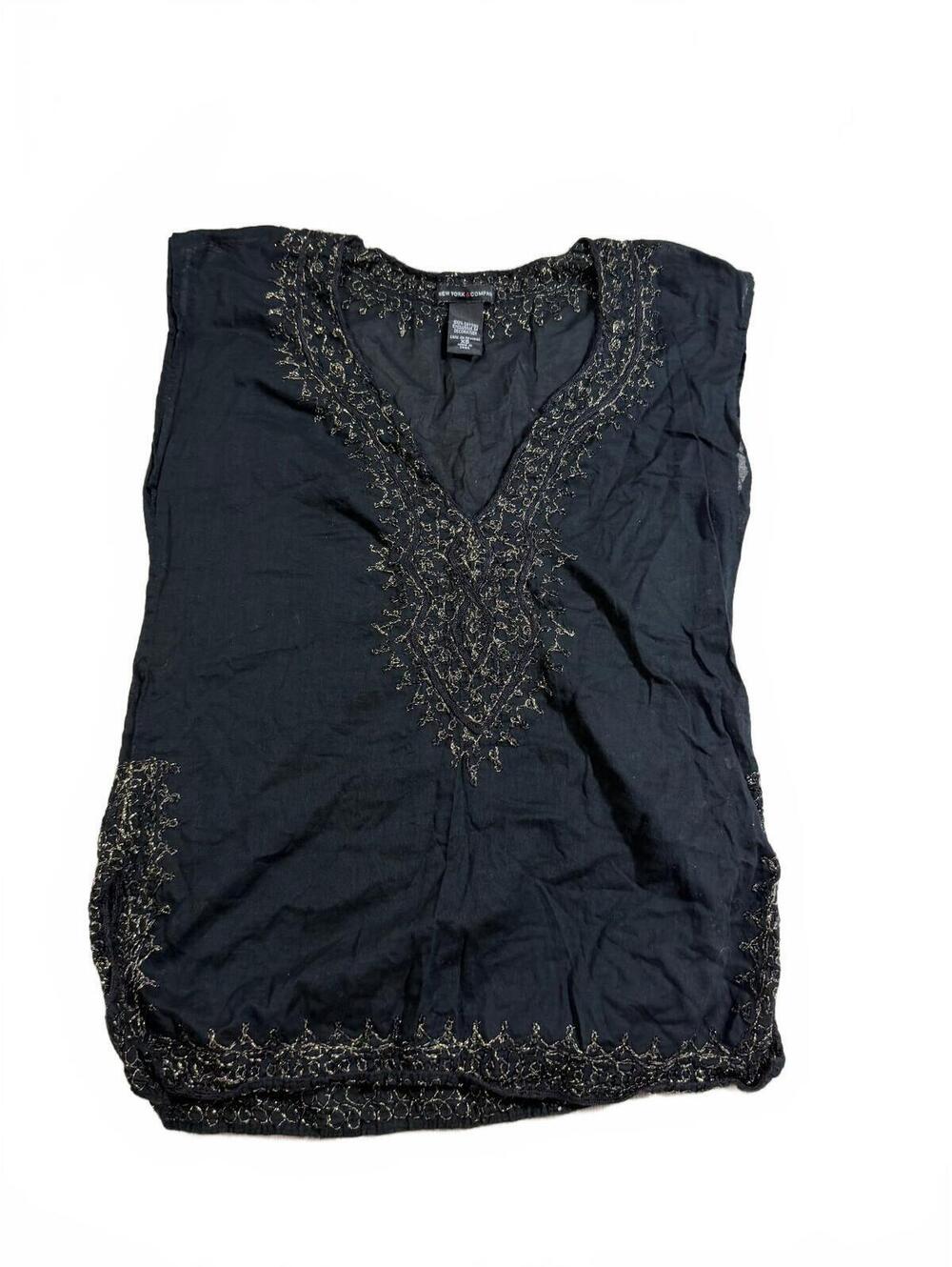 New York and Company Black Cotton Boho Indie Tank Size XS